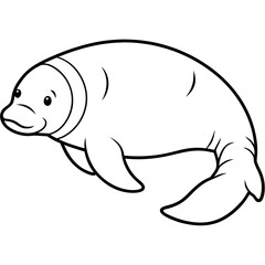 Dugong line art vector