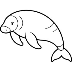 Dugong line art vector