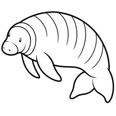 Dugong line art vector
