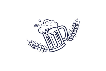 beer mug icon small outline of beer glass mug with foam head on top