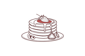 Pancake stack icon minimal breakfast food sweet dessert bakery meal  