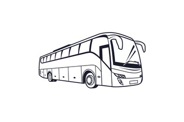 Travel bus icon outline of tour bus with wheels design