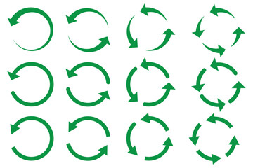 rotation icon collection, circle arrow icon. refresh icon, reload icon. circular arrow icon vector illustration