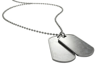 Military dog tags on a chain isolated on transparent background
