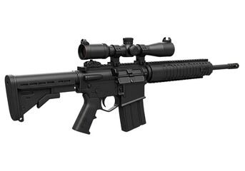 Assault rifle with scope isolated on transparent background