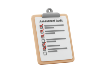 Clipboard with a checklist and several items marked as completed, isolated on transparent background