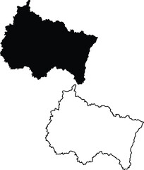 Map of Grand Est France Silhouette Flat and Outline Design