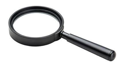 Classic Black Magnifying Glass for Detailed Inspection and Close Up Examination on Isolated Black Background A Symbol of Discovery and Investigation
