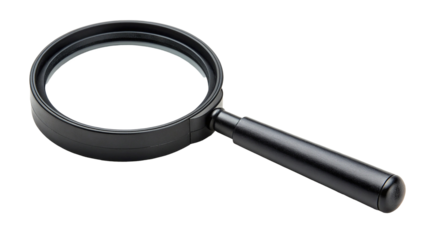 Classic Black Magnifying Glass for Detailed Inspection and Close Up Examination on Isolated Black Background A Symbol of Discovery and Investigation