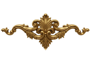 Antique gold baroque ornamental decoration isolated on transparent background