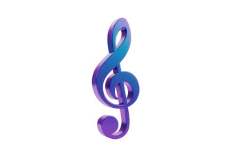 Fototapeta premium Blue and purple gradient 3d treble clef musical symbol isolated on transparent background