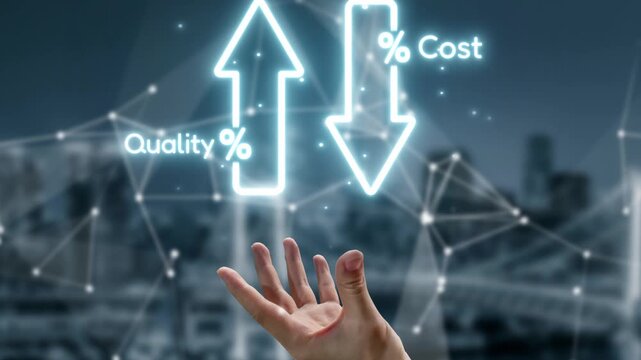 Business concept showing cost reduction and quality increase using Lean, Six Sigma, and Total Quality Management (TQM) to enhance efficiency, value, and customer satisfaction. Muxer