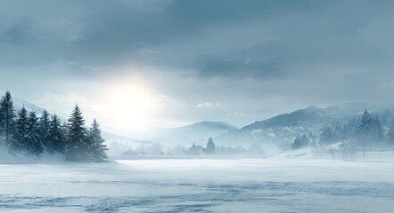 Naklejka premium Winter's Light Through Mist