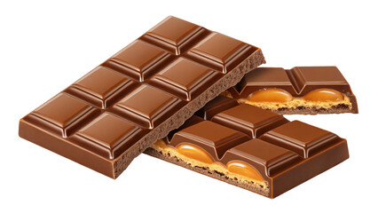 Delicious Milk Chocolate Bars with Caramel Filling Stacked Together Perfect for Sweet Treat Indulgence and Chocolate Lovers Delightful Snack