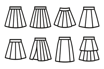 Various skirt designs displayed in a simple, minimalist style suitable for fashion inspiration or design ideas