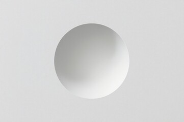 Circular cutout in white wall, studio background, minimal design, mockup