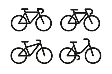 Different bicycle designs displayed in a minimalist style on a white background for creative inspiration