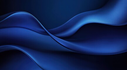 Fototapeta premium Smooth, flowing dark blue abstract waves with gradient shading creating depth and a sense of fluid motion