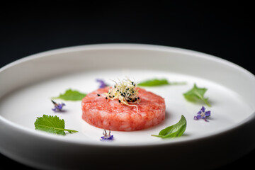 Red Raw shrimps prawns  from Mazara on a gourmet plate