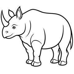 Javan Rhino line art vector