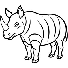 Javan Rhino line art vector