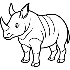 Javan Rhino line art vector