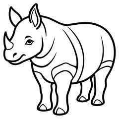 Javan Rhino line art vector