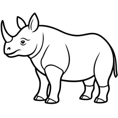 Javan Rhino line art vector