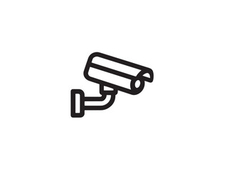 CCTV Security Camera Icon in Minimal Vector Line Art