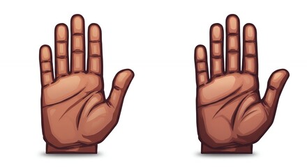 Fototapeta premium Illustrated Open Hands with Brown Skin on White Background