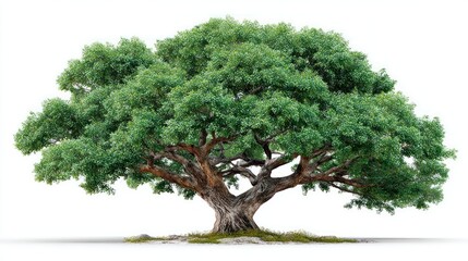 Green tree isolated on white background with transparent cutout