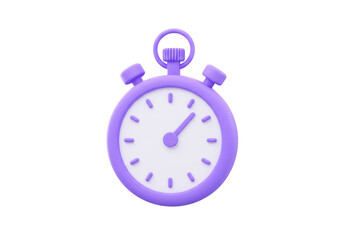 Fototapeta premium Purple and white stopwatch icon, isolated on transparent background