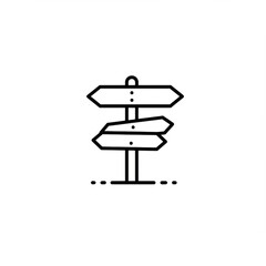 Simple Black Line Art Signpost with Multiple Arrows