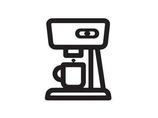 Elegant Coffee Maker Icon with Minimal Line Vector Drawing