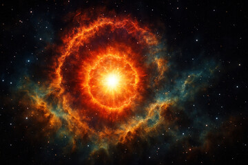 Obraz premium Cosmic Nebula - A Fiery Galaxy Formation, Illustration
