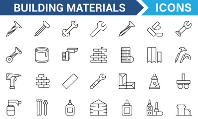 Fototapeta premium Set of Building and Home Improvement Tools Icons
