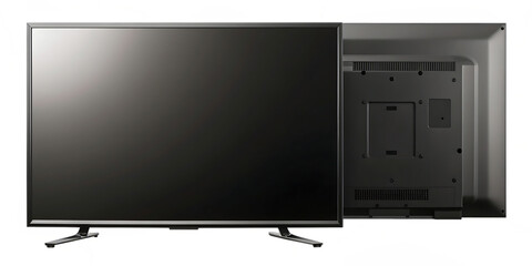 Modern Television Set Front and Back Views Isolated screen display isolated on a transparent background