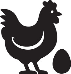 Dual-purpose chicken silhouette icon, vector design for poultry, farming, meat, egg production, and agriculture use.