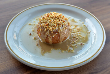 Traditional Turkish dessert with hazelnuts