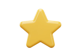 Fototapeta premium Shiny yellow star shape, 3d cartoon illustration, isolated on transparent background