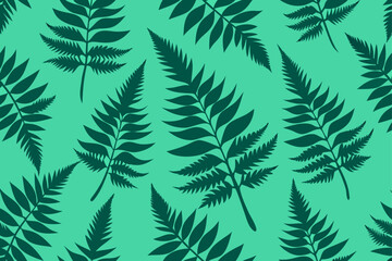 Fern silhouettes in a repeating pattern vector illustration