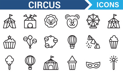 Set of Carnival and Circus Symbols for Graphic Use
