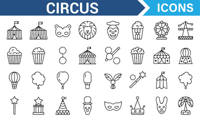 Fototapeta premium Illustrative Icons for Circus Performers, Animals, and Attractions