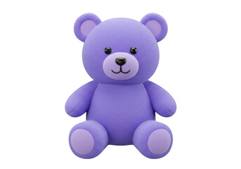 Obraz premium Adorable purple teddy bear toy, isolated on transparent background
