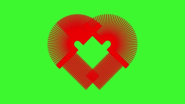 Valentine love icon motion graphic with green background.