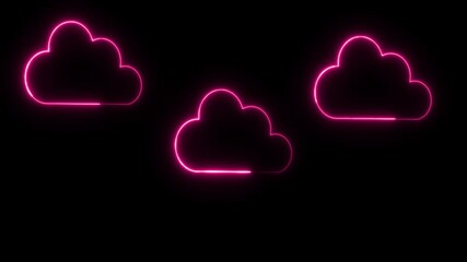 Minimal pink cloud symbol neon motion.