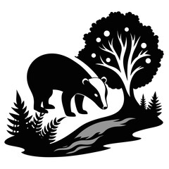 Badger Brook vector clean black silhouette design white background