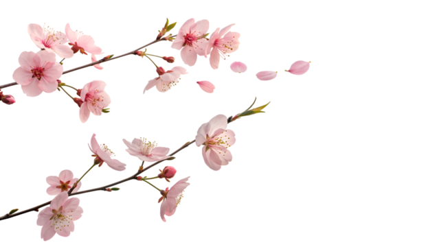 beautiful pink cherry blossoms collection isolated on transparent background