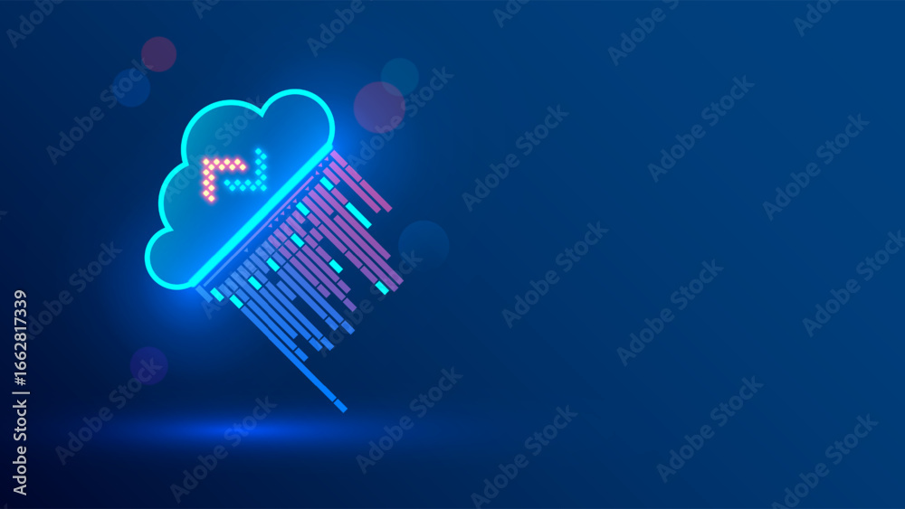 Wall mural cloud storage of programs and code. cloud computing of ai coding, programming. the program code drop