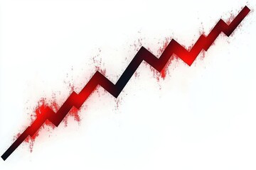 abstract jagged zigzag arrow graph in red and black pointing upwards symbolizing growth and progress on white background